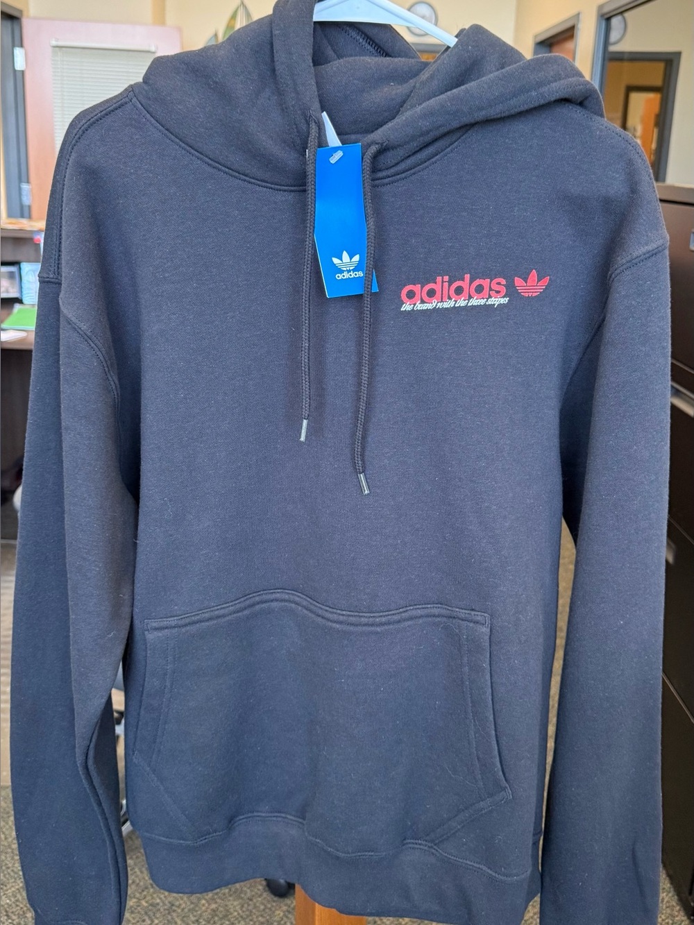 adidas Black Hoodie with Red Trefoil Logo (item is black, see additional photos)